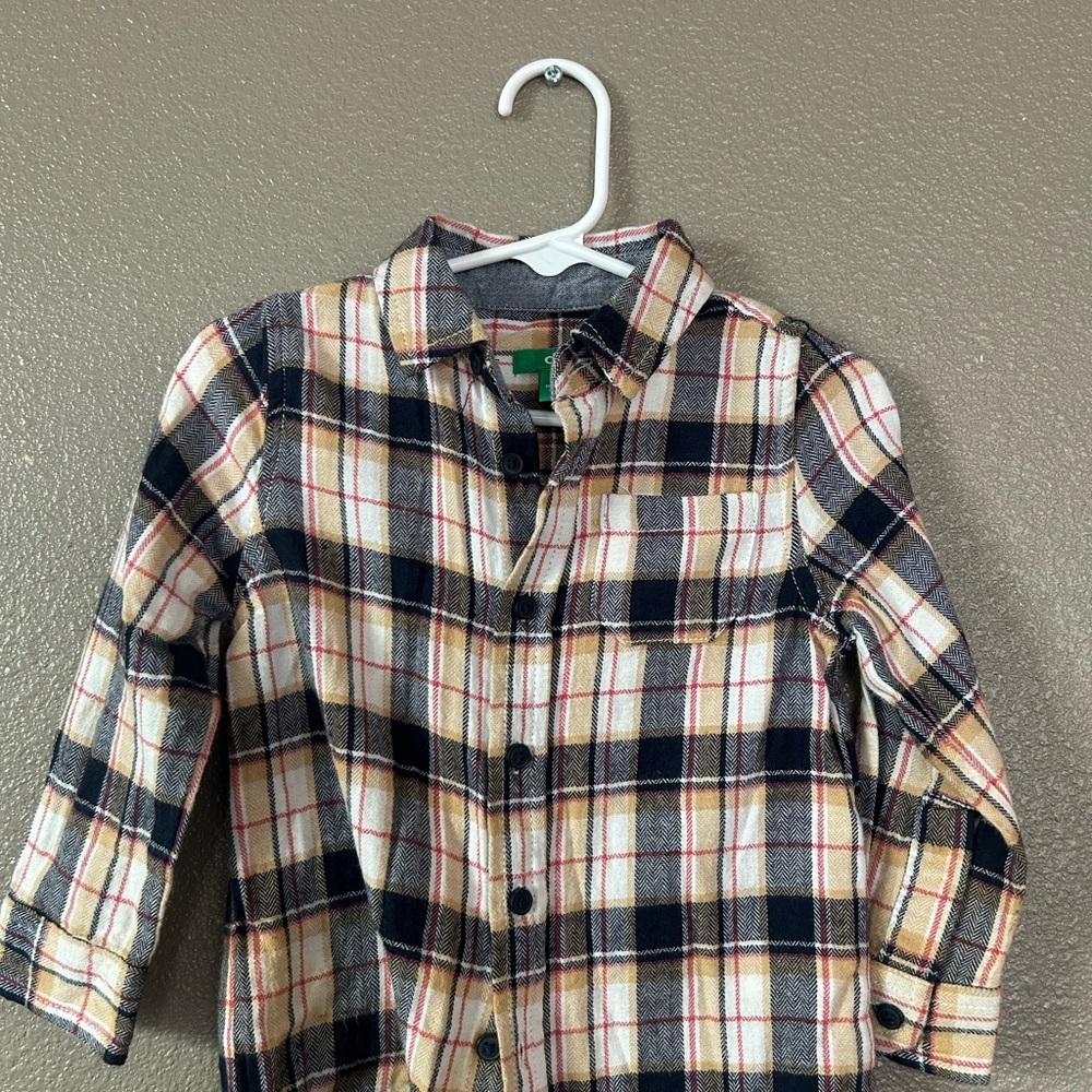 Dip Blue and Cream Button Down Shirt Classic Plaid Design